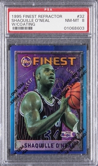 1995/96 Finest Refractor #32 Shaquille ONeal (With Coating) Rookie Card - PSA NM-MT 8